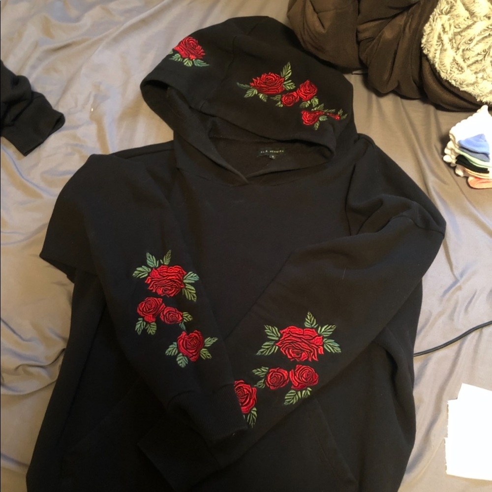 Floral black hoodie